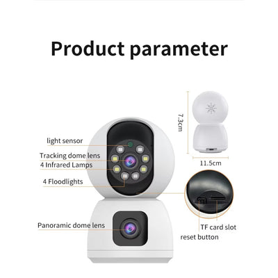 Smart 4k 8MP Indoor Home Security Camera With Dual Lenses