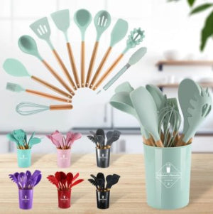 12 Pcs Silicone Cooking Utensils Kitchen Utensil Set (Random colors)