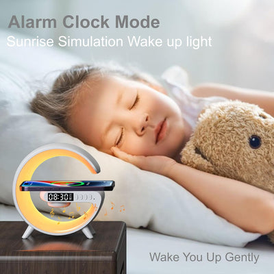G Shaped RGB Light Table Lamp With Wireless Charger