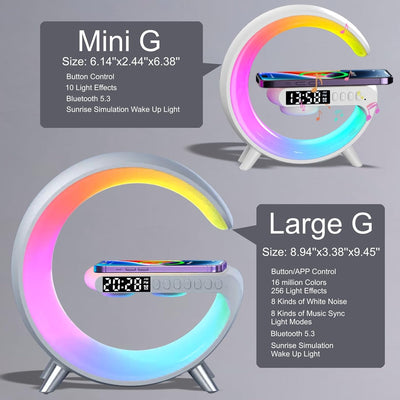 G Shaped RGB Light Table Lamp With Wireless Charger