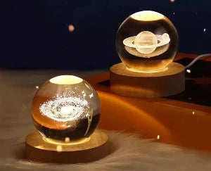 3D Crystal Ball Lamp with Galaxy and Planetary Projections