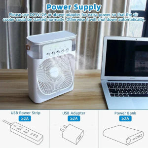 3 In 1 Fan AIr Conditioner Household Water Mist USB Fan Small Air Cooler